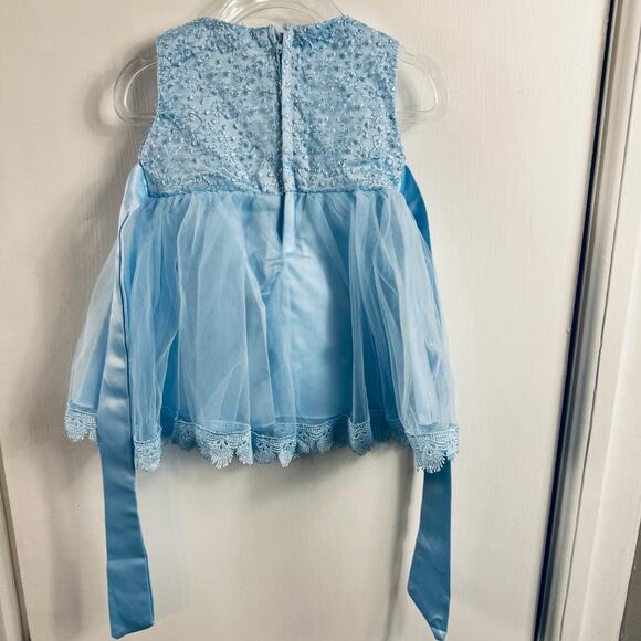 Blue Baby Ball Gown Flower Lace Tulle Dress 6–9M NWT - Picture 8 of 10